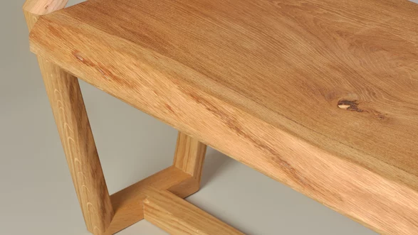 Designer bench made of natural wood