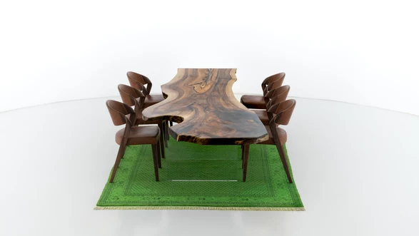 Dining table nut tree trunk 360° product view